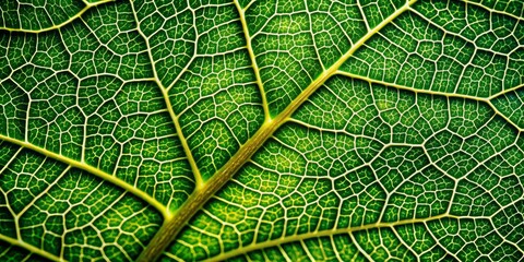 Obraz premium Green Leaf Veins Abstract Macro Photography, leaf , nature
