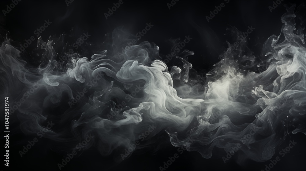 Sticker dark studio setup with white smoke effect, creating a moody and cinematic backdrop.