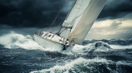 Fototapeta premium hurricane and storm that rocks the ship at sea