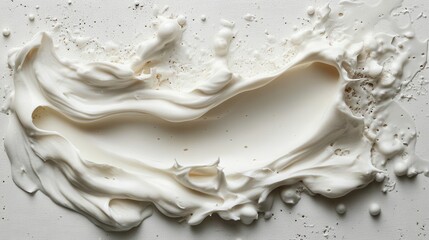 a creamy smear of texture artfully spread on a pristine white background, showcasing a minimalist approach to food styling with a touch of elegance