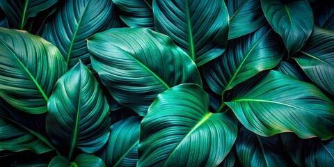 Tropical Green Leaf Texture Closeup, tropical leaves, green leaves