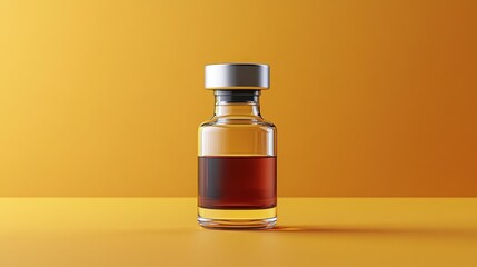 GLP-1 Medication in a Labeled Vial on a Yellow Background for Pharmaceutical Marketing Use and Health Awareness Campaigns