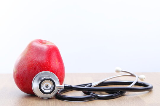 Apple as a symbol of taking care of your health, regular check-ups and taking care of yourself and your health