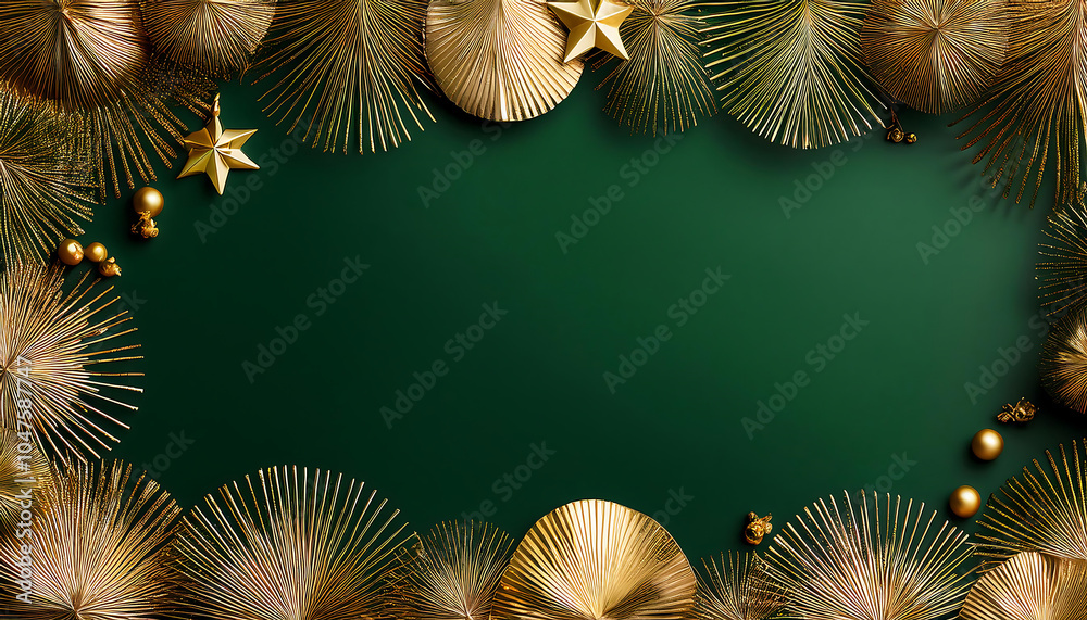 Aufkleber gold frame decorations feature dark green backgrounds with empty space for text, ideal for _1(377)