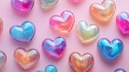 Obraz premium Valentines day background with transparent hearts.