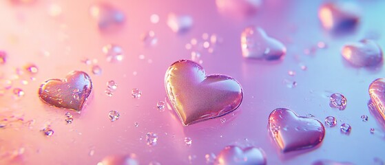 Valentines day background with transparent hearts on pink.	
