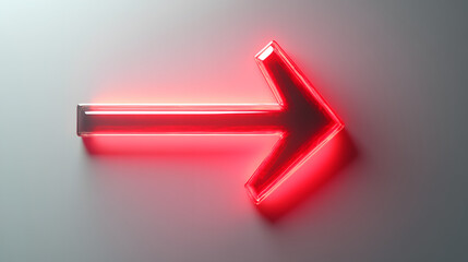 Striking One Way Arrow Icon with Smooth Red Glass Gradient and Refined Studio Lighting on Immaculate Background