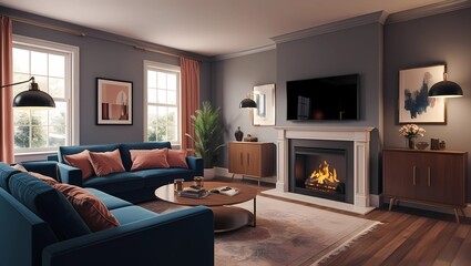 Living room with fireplace