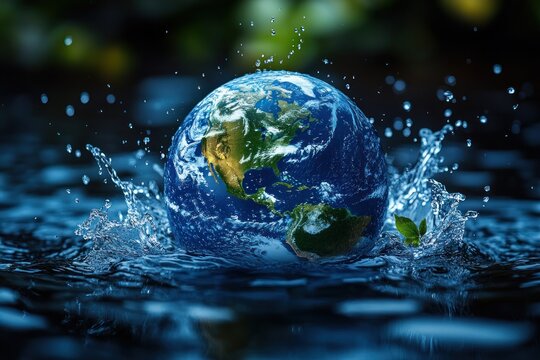 Earth in Water Splash
