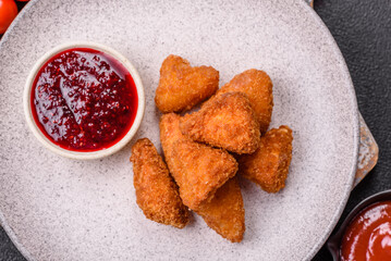 Brie cheese or camembert fries in breading, fast food, takeaway