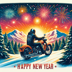 New Year card for a biker