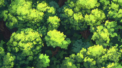 Naklejka premium Ai generated illustration of an aerial view of a dense green forest canopy. Rainforest Canopy. Illustration
