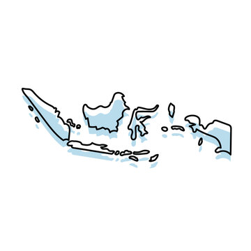 INDONESIA Map with with body and Outline Isolated on white Background