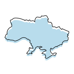 UKRAINE Map with with body and Outline Isolated on white Background