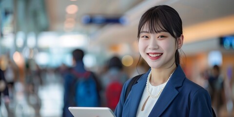 Businesswoman examining marketing proposals, planning advertising strategies, or developing branding ideas. Portrait of a cheerful creative designer with documents in a collaborative workspace