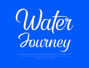 Vector beautiful logo Water Journey. Stylish Calligraphic Font. Trendy Alphabet Letters and Numbers.