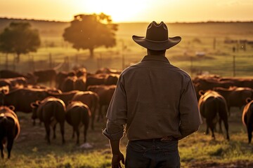 Rancher Inspects Livestock on Open Range