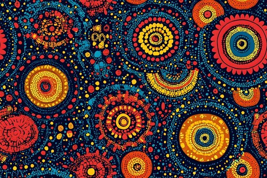 African shweshwe seamless pattern with concentric circles. Traditional textile design. Ethnic spiral background