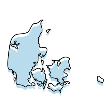 recommend clip art: DENMARK Map with with body and Outline Isolated on white Background