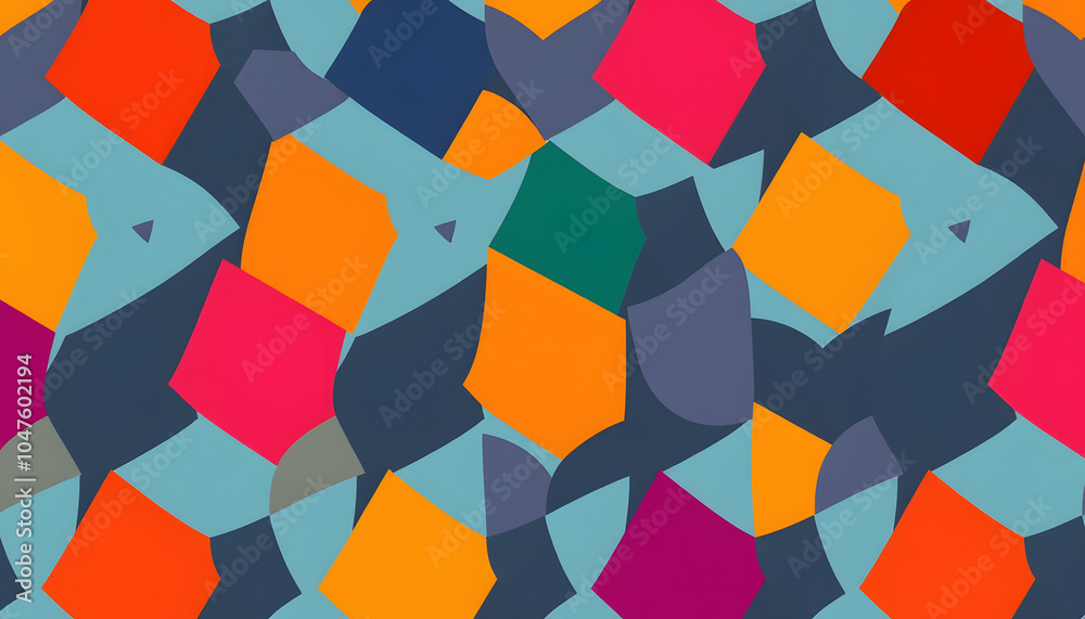 Wall mural abstract background with a seamless pattern of simple geometric shapes. stylish texture isolated wit