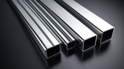 High-quality image of aluminum square tubing, ideal for construction, architecture, or industrial design visuals, showcasing the durable, sleek material.