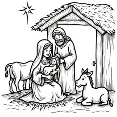  Nativity Scene Coloring Page