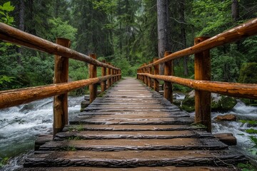 Obraz premium Serene Forest Stream Crossing