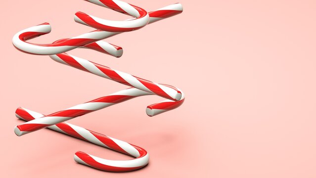 Illustration, 3d rendering, christmas candy, new year holidays, candy on solid background, 2025 year, new year, gift card, white, pink, red, green colors, holidays, fun, sweets, joy