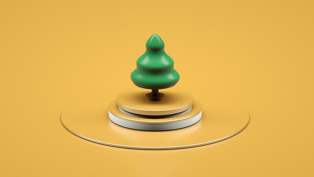 Illustration, 3d rendering, Christmas tree with toys, isolated background, Christmas background, new year, 2025, card, colored, red, green, gold, abstract background, plastic, toy