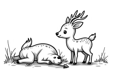 Fototapeta premium Baby Deer Coloring Page