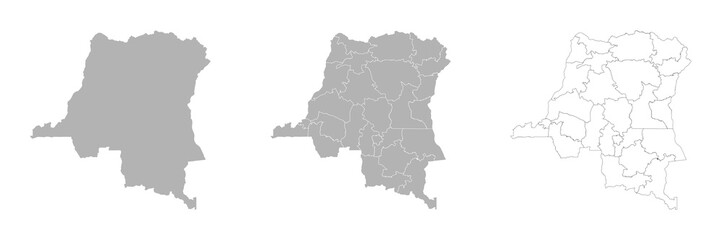 Set of CONGO DEMOCRATIC REPUBLIC Maps with Main Map and Regional maps