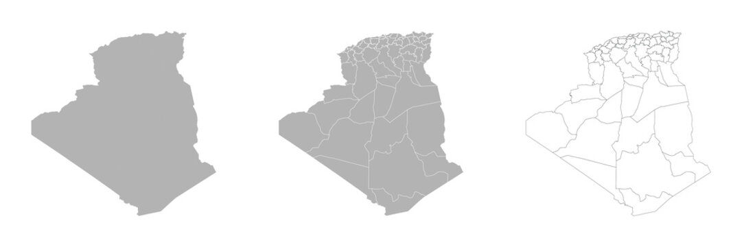 Set of ALGERIA Maps with Main Map and Regional maps
