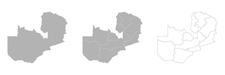 Obraz premium Set of ZAMBIA Maps with Main Map and Regional maps