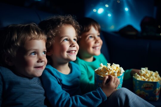 Cozy Movie Night with Kids and Popcorn