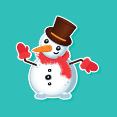 Snowman, vector image, sticker for new year