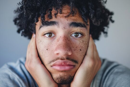 Overwhelmed Biracial Individual