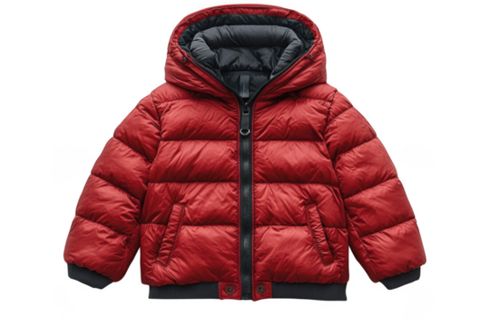 Red jacket for a child isolated on transparent background, png file, no background png file