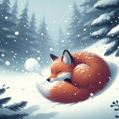 red fox in the snow