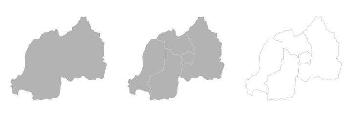 Obraz premium Set of RWANDA Maps with Main Map and Regional maps
