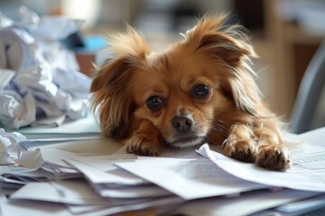 Overwhelmed Businesswoman Struggling with Mounting Workload: A Stressed Female Entrepreneur's Struggle with Unproductive Tasks