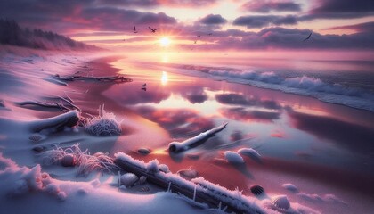 sunset over the river