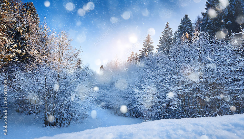 Poster Falling snowflakes create a serene winter scene with delicate white flakes gently settling _1(250)