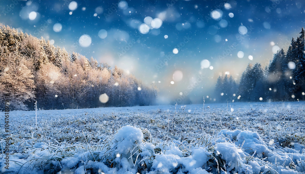 Poster falling snowflakes create a serene winter scene with delicate white flakes gently settling _1(249)