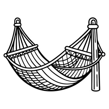 recommend clip art: Tranquil Hammock Escape: Hand-drawn illustration of a relaxing hammock, perfect for summer vibes and vacation imagery.  