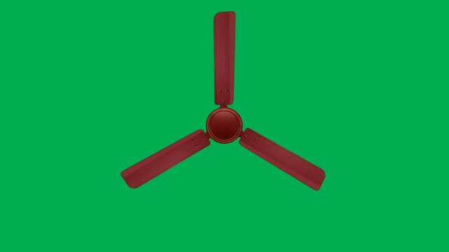 ceiling fan low to high speed animation on green screen