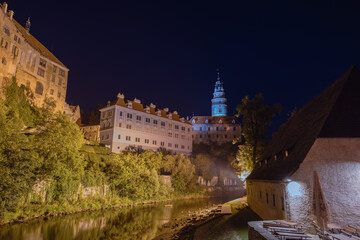 Fototapeta premium Nacht schloss Krumau An Der Moldau Tschechien 