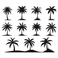 Fototapeta premium Silhouettes set of palm trees vector illustration