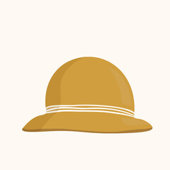 Elegant woman's hat isolated on white background. Headgear vector illustration for woman, girl or ladies. Summer sun protection. Doodle vector art. Single icon. Fashion flat sketch