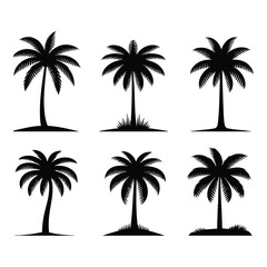 Silhouette set of palm trees vector illustration