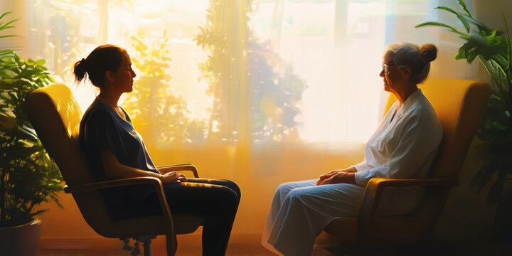 Therapist and patient in a supportive session